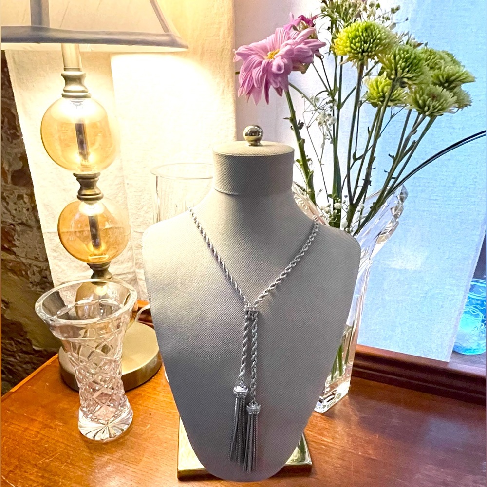 Silver Fringe Tassel Statement Necklace